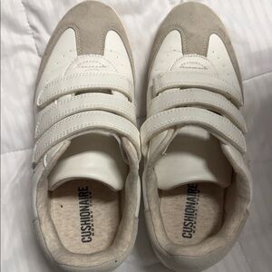 White and Tan Sneakers